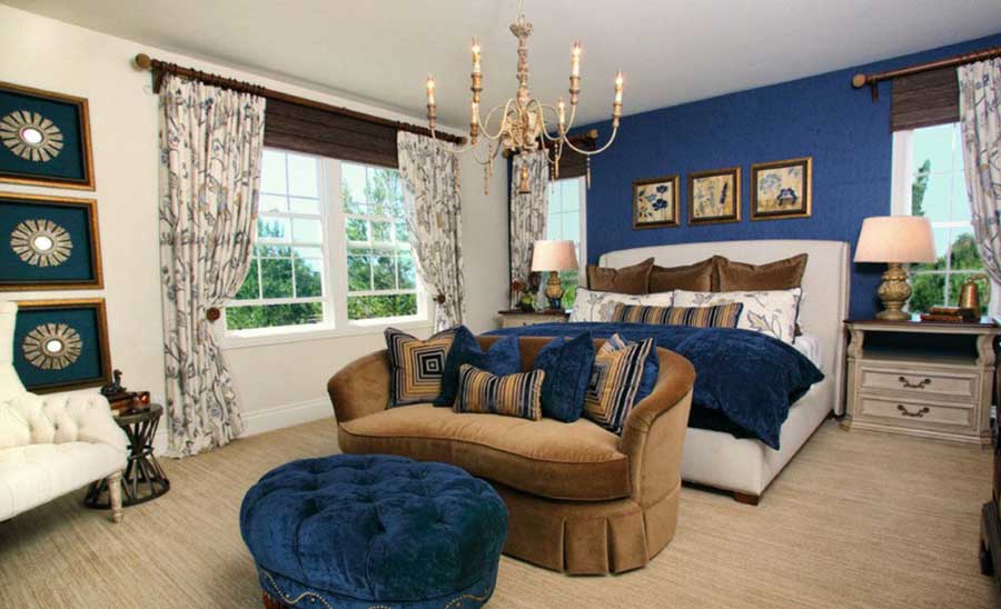 اتاق خواب سلطنتی با رنگ های دریایی